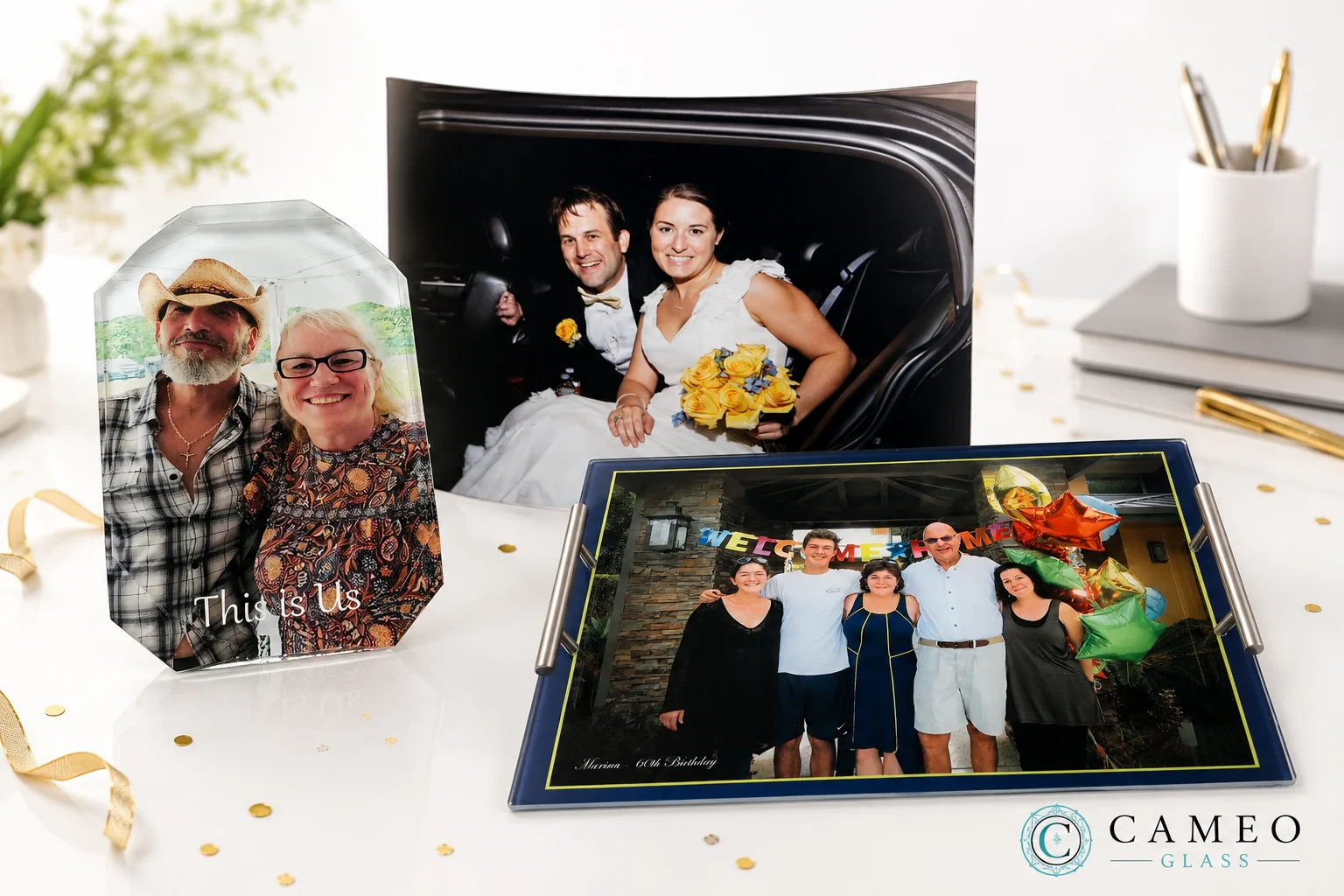 Personalized glass retirement gifts by Cameo Glass