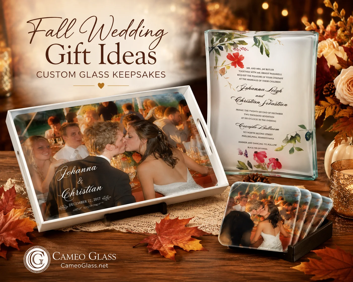 Fall Wedding Glass Gifts